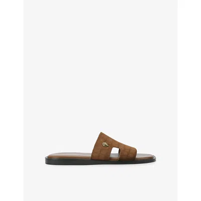 Kurt Geiger Mens Tan Bond Flat Leather Slides Eur 46 / 12 Uk In Brown