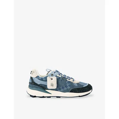 Kurt Geiger Kurt Runner Denim Sneakers In Blue