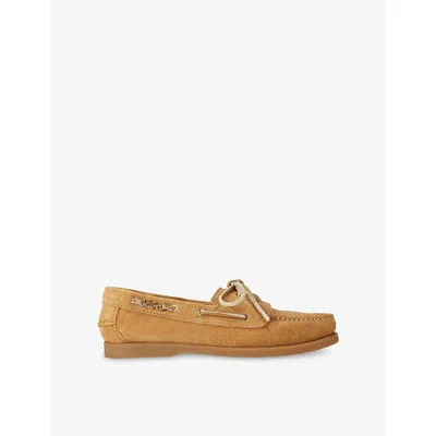 Kurt Geiger Bow Detail Boat Shoes In Brown