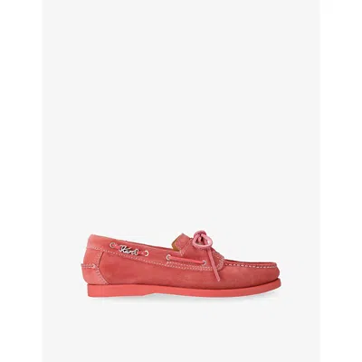 Kurt Geiger Bow Suede Boat Shoes In Multi