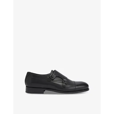 Kurt Geiger Mens Sloane Leather Monk Shoes Blac In Black