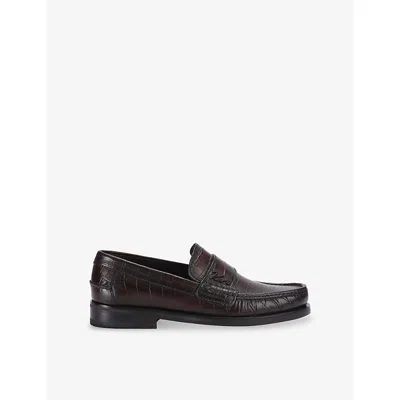Kurt Geiger Mens Lombard Leather Loafers Red/dark Eur 44 / 10 Uk In Burgundy