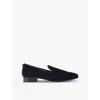 Kurt Geiger Mens Navy Ace Slip-on Flat Velvet Loafers In Navy