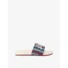 Kurt Geiger Striped-pattern Logo-embroidery Slides In Black