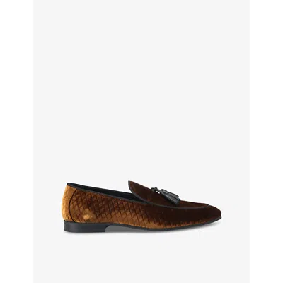 Kurt Geiger Mens  London Henry Quilted Velvet Loafers In Tan
