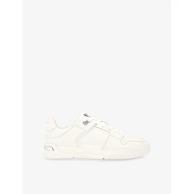 Kurt Geiger Mens  London Regan Plaque Leather Low-top Trainers In White