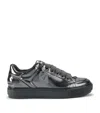 Kurt Geiger Metallic Leather Southbank Tag Sneakers In Gray
