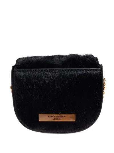Kurt Geiger Micro Chelsea Crystal-embellished Saddle Bag In Black