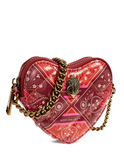 Kurt Geiger Micro Heart Paisley-print Mini Bag In Red