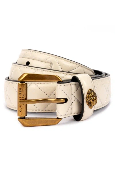 Kurt Geiger Micro Quilt Leather Belt In Bone