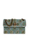 Kurt Geiger Mini Chain-strap Velvet Shoulder Bag In Green