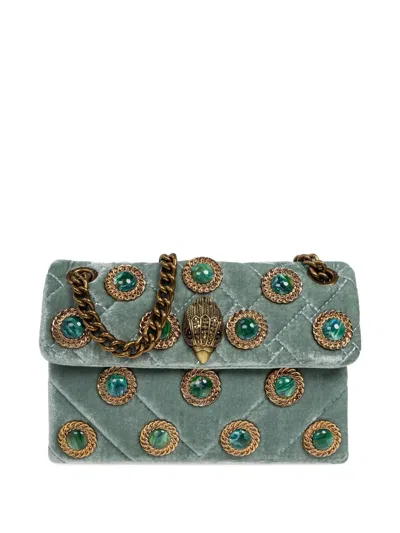 Kurt Geiger Mini Chain-strap Velvet Shoulder Bag In Green