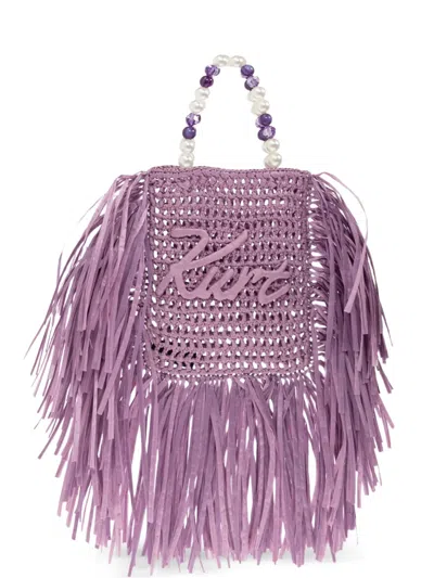 Kurt Geiger Mini Fringed Tote Bag In Purple