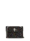 Kurt Geiger Shoulder Bag Velvet Pattern Rhinestone Detail In Black