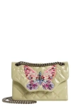 Kurt Geiger Mini Kensington Butterfly Leather Crossbody Bag In Light/ Pastel Green
