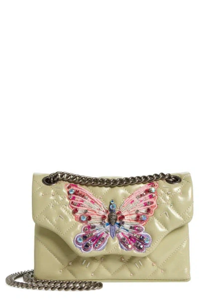 Kurt Geiger Mini Kensington Butterfly Leather Crossbody Bag In Neutral
