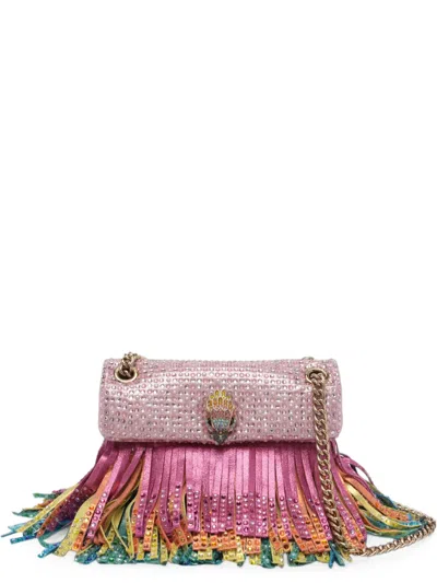 Kurt Geiger Mini Kensington Crystal-embellished Fringed Shoulder Bag In Red