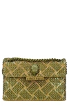 Kurt Geiger Mini Kensington Embellished Fabric Convertible Crossbody Bag In Gold/ Green
