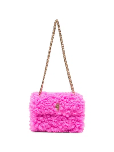 Kurt Geiger Mini Kensington Faux-shearling Shoulder Bag In Pink