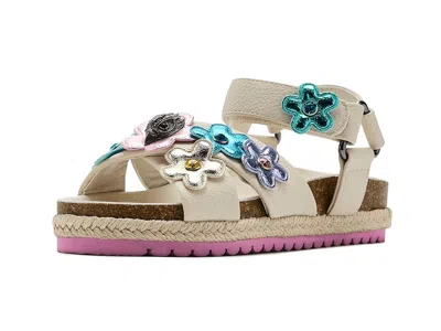 Kurt Geiger Mini Kensington Flower (little Kid/big Kid) Girls Shoes Bone : 12 Little Kid M, Leather In Brown