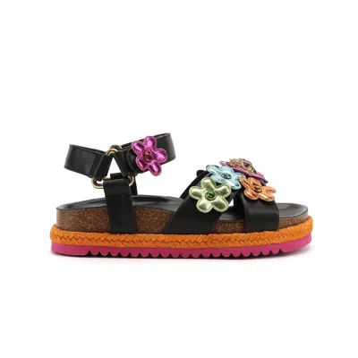 Kurt Geiger Mini Kensington Flower Sandal  - Big Kid In Black