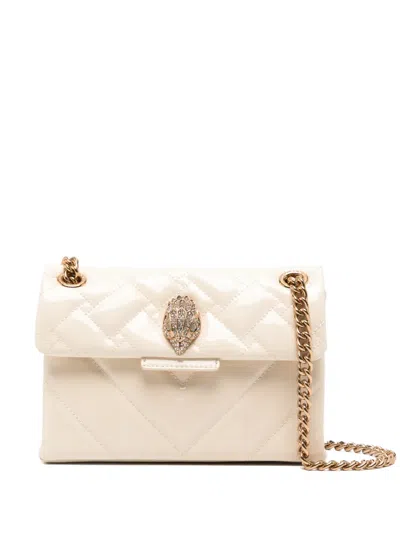 Kurt Geiger Mini Kensington Patent Leather Shoulder Bag In Neutral