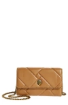 Kurt Geiger Mini Kensington Quilted Leather Crossbody Bag In Light/ Pastel Brown