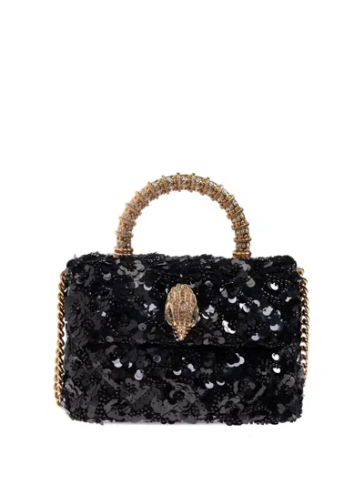Kurt Geiger Mini Kensington Sequin-embellished Top-handle Bag In Black
