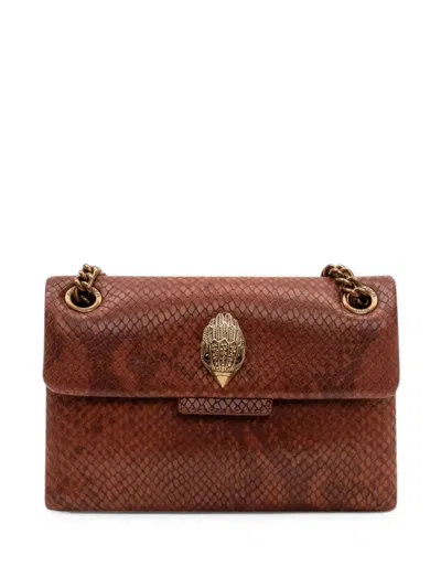 Kurt Geiger Mini Kensington Snakeskin-effect Shoulder Bag In Blue