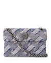 Kurt Geiger Mini Denim Kensington Shoulder Bag In Open Pink