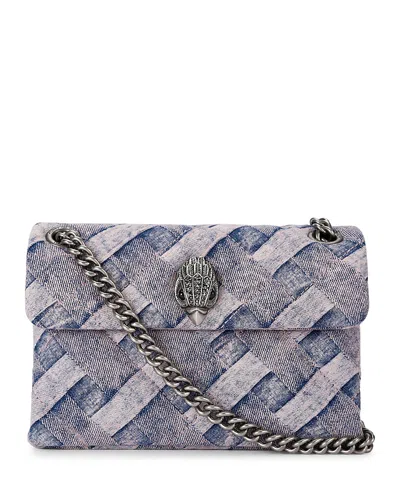 Kurt Geiger Mini Denim Kensington Shoulder Bag In Open Pink