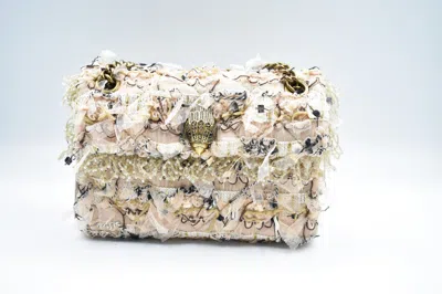 Kurt Geiger Kensington Bead-embellished Tweed Shoulder Bag In Brown