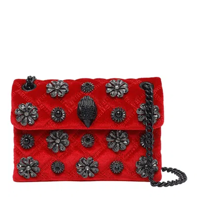 Kurt Geiger Mini Kensington Velvet Crossbody Bag In Red
