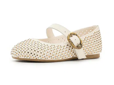 Kurt Geiger Mini Mayfair Ballet Flats (little Kid/big Kid) Girl's Shoes Bone : 1 Little Kid M, Leather In Neutral