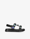 Kurt Geiger Mini Orson Crystal-embellished Suede Sandals 6-7 Yea In Black/comb