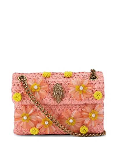 Kurt Geiger Mini Raffia Kensington Shoulder Bag In Pink