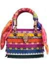 Kurt Geiger Mini Square Kensington Fringed Handbag In Pink