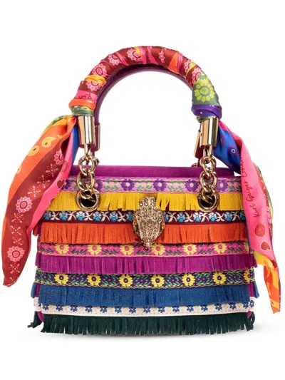 Kurt Geiger Mini Square Kensington Fringed Handbag In Pink