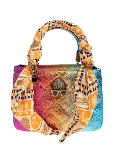 Kurt Geiger Mini Square Kensington Quilted Leather Tote Bag In Orange