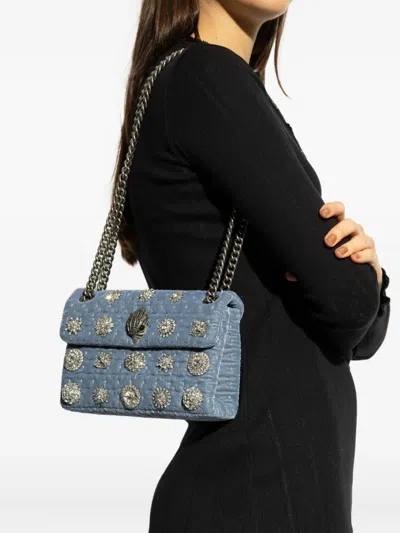 KURT GEIGER MINI VELVET KENSINGTON EMBELLISHED SHOULDER BAG