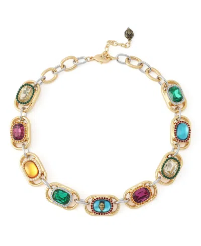 Kurt Geiger Multi-stone Glass Crystal And Imitation Pearl Two-tone Gemstone Chain Necklace
