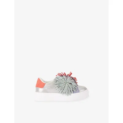 Kurt Geiger Mult/other Kids' Kids' Mini Laney Pom-pom Leather Trainers Eur 32 / 13 Uk In Multi