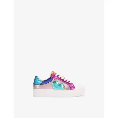 Kurt Geiger Mult/other Kids' Mini Lana Heart Metallic-leather Trainers Eur 28 / 10 Uk In White