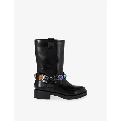 KURT GEIGER MULT/OTHER KIDS OCTAVIA EMBELLISHED LEATHER ANKLE BOOTS EUR 30 / 12 UK