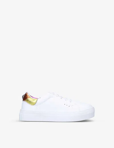 Kurt Geiger Kids' Mini Laney Eagle Leather Platform Trainers 7-9 Years In Mult/other