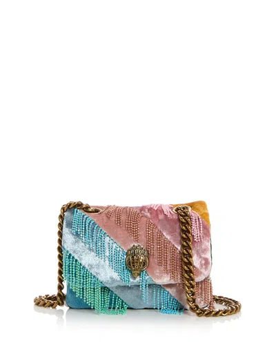 Kurt Geiger Nano Kensington Fringes Velvet Crossbody Bag In Multi
