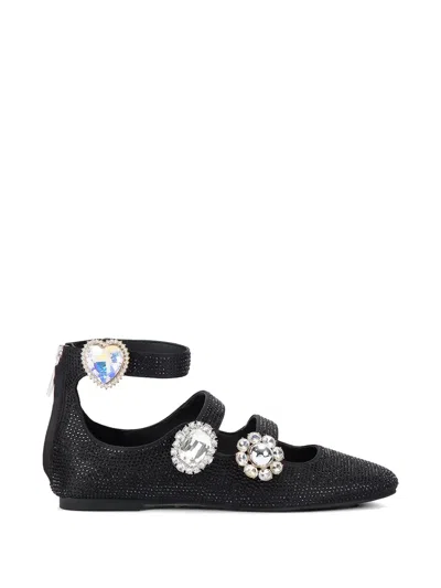 Kurt Geiger Ornate Gladiator Embellished Ballet Flats In Black