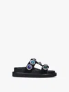 Kurt Geiger Orson Crystal Womens Leather Slip On Slide Sandals In Black