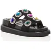 Kurt Geiger Orson Crystal Womens Leather Slip On Slide Sandals In Animal Print