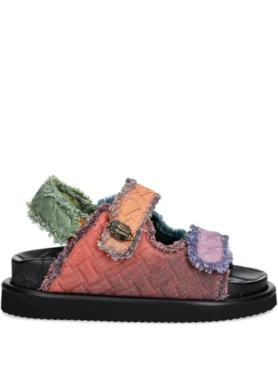 Kurt Geiger Orson Quilted Patchwork Sandals In Orange